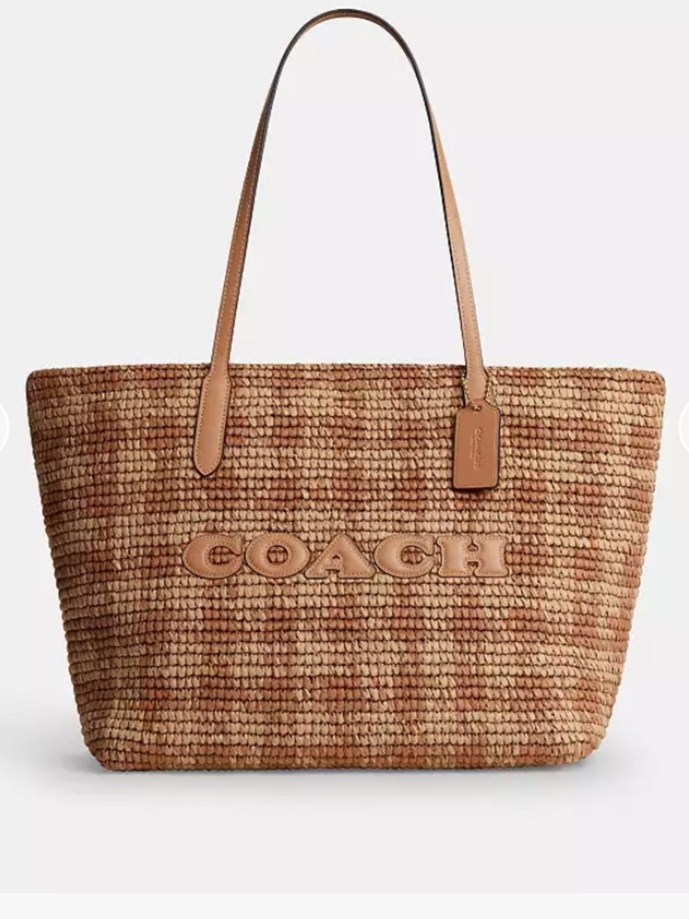 Coach City Tote Gingham Straw
